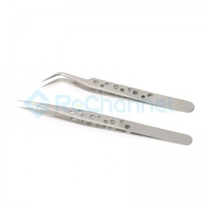 Electronic Precision Straight Curved Stainless Steel Tweezers For Mobile Phone Repair ( 2 pcs)