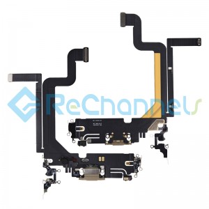 For Apple iPhone 14 Pro Max Charging Port Flex Cable Replacement - Gold - Grade S+