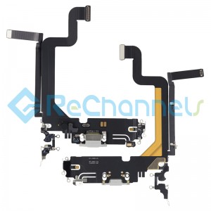 For Apple iPhone 14 Pro Max Charging Port Flex Cable Replacement - Silver - Grade S+