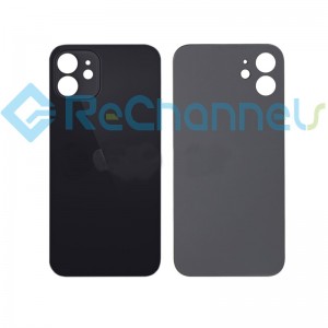 For iPhone 12 Mini Back Cover Class Replacement-Black -Grade R+