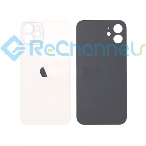 For iPhone 12 Mini Back Cover Class Replacement-White -Grade R+