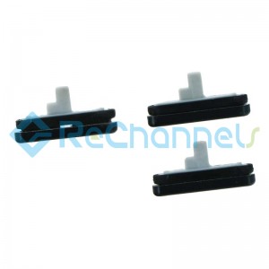 For Samsung Galaxy A5 2017 SM-A520/A7 2017 SM-A720 Side Keys Replacement (3pcs/set) - Black - Grade S+