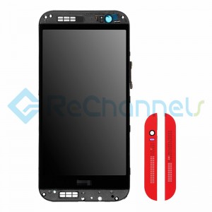 For HTC One M8 LCD Screen and Digitizer Assembly with Front Housing Replacement - Red - Grade S+