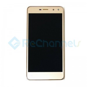 For Huawei Y6 LCD Screen and Digitizer Assembly with Front Housing Replacement - Gold - Grade S