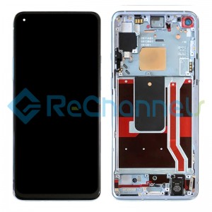 For OnePlus 8T LCD Screen and Digitizer Assembly with Frame Replacement - Silver - Grade S+