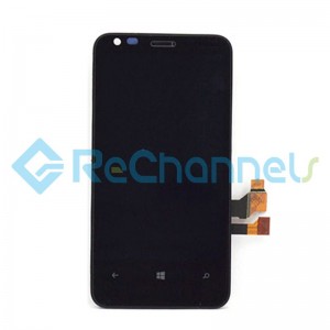 For Nokia Lumia 620 LCD Screen and Digitizer Assembly with Front Housing Replacement - Black - With Logo - Grade S+