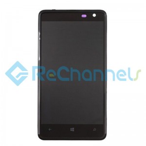 For Nokia Lumia 625 LCD Screen and Digitizer Assembly with Front Housing Replacement - Black - With Logo - Grade S+