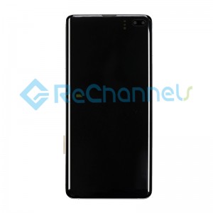 For Samsung Galaxy S10 Plus LCD Screen and Digitizer Assembly with Frame Replacement - Black - Grade S