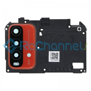 For Xiaomi Redmi 9T Motherboard Retaining Bracket with Camera Lens and Bezel Replacement - Orange - Grade S+