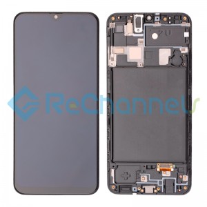 For Samsung Galaxy A20 SM-A205 LCD Screen and Digitizer Assembly with Frame Replacement (U Version) - Black - Grade S+
