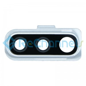 For Samsung Galaxy A70 SM-A705 Rear Camera Lens with Bezel Replacement - White - Grade S+