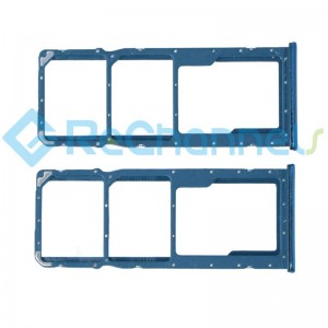 For Huawei Y9 (2019) SIM Card Tray Dual Card Version Replacement - Blue - Grade S+