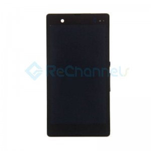 For Sony Xperia Z L36h LCD Screen and Digitizer Assembly with Front Housing Replacement - Gray -  Grade S