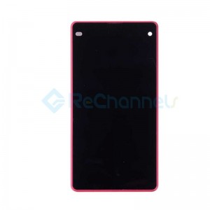 For Sony Xperia Z1 Compact LCD Screen and Digitizer Assembly with Front Housing Replacement - Pink - With Logo - Grade S+