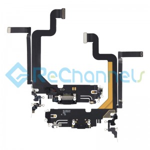 For Apple iPhone 14 Pro Max Charging Port Flex Cable Replacement - Black - Grade S+