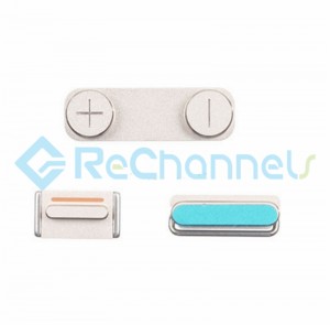 For Apple iPhone 5S Side Keys Replacement - Silver - Grade S+