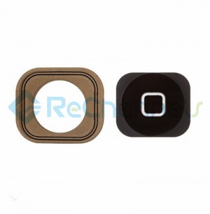 For Apple iPhone 5 Home Button with Rubber Gasket Replacement - Black - Grade S+