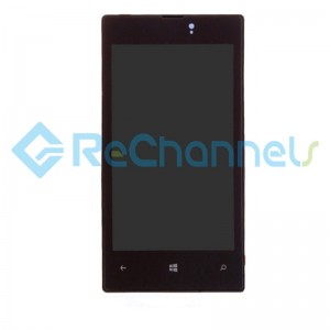 For Nokia Lumia 520 LCD Screen and Digitizer Assembly with Front Housing Replacement - Black - With Logo - Grade S+