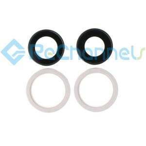 For Apple iPhone 13 6.1"/13 Mini 5.4" Back Camera Lens and Bezel(4pcs in One Set) Replacement - White - Grade S+
