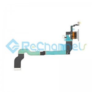 For Apple iPhone X Charging Port Flex Cable Ribbon Replacement - Silver - Grade S+