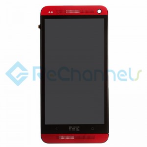 For HTC One LCD Screen and Digitizer Assembly with Front Housing Replacement - Red- Grade S+