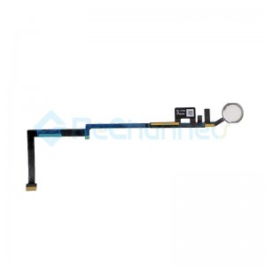 For iPad (5th Gen) Home Button Assembly with Flex Cable Ribbon Replacement - Silver - Grade R