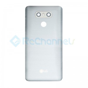 For LG G6 Battery Door with Camera Lens and Bezel Replacement - Silver - Grade S+