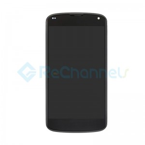 For LG Nexus 4 E960 LCD Screen and Digitizer Assembly with Front Housing Replacement - Black - Grade S+
