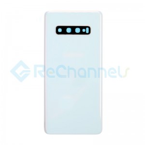 For Samsung Galaxy S10+ SM-G975 Battery Door with Adhesive Replacement - Prism White - Grade S+