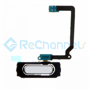 For Samsung Galaxy S5 Home Button with Flex Cable Ribbon Replacement - White - Grade S+