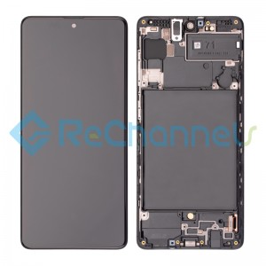 For Samsung Galaxy A71 SM-A715 LCD Screen and Digitizer Assembly with Frame Replacement - Black - Grade S+