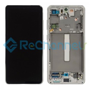 Samsung Galaxy S21 FE 5G LCD Screen and Digitizer Assembly with Frame Replacement - White - Grade S+